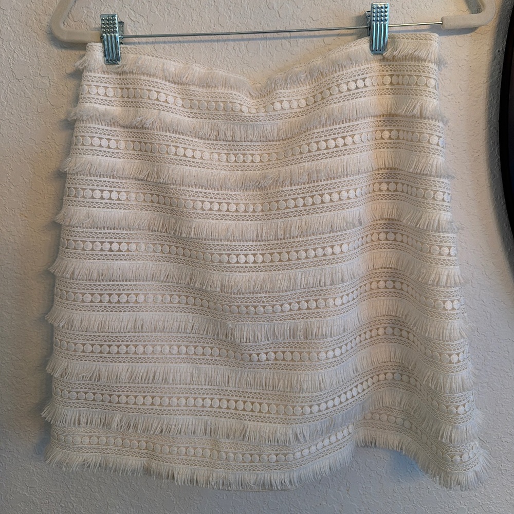 J.Crew Cream Fringe Mini Skirt – Chic Textured Style